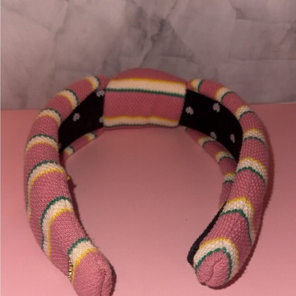 Lele Sadoughi Terry Cloth Knotted Headband, Pink, Green, and Yellow Stripes - Picture 3 of 3